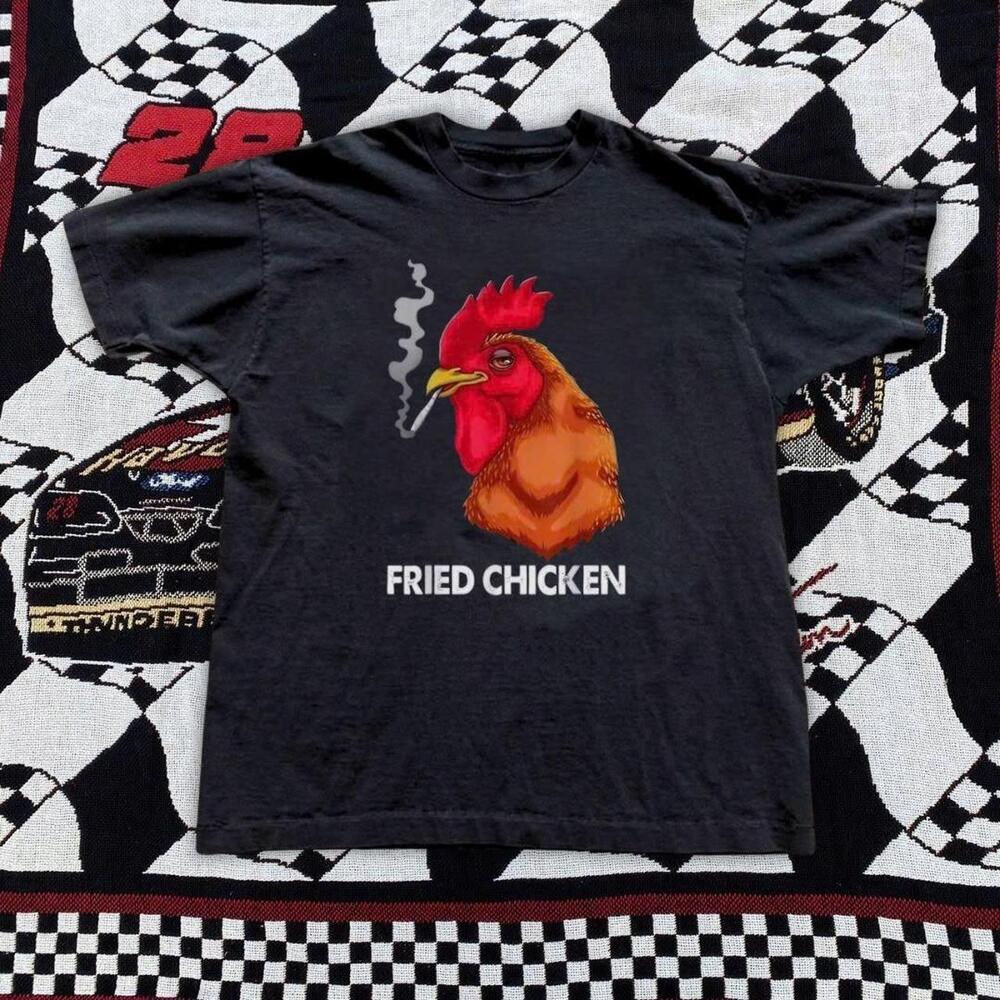 Tee With A Unique Graphic Of A Chicken Smoking A Cigarette Clothing